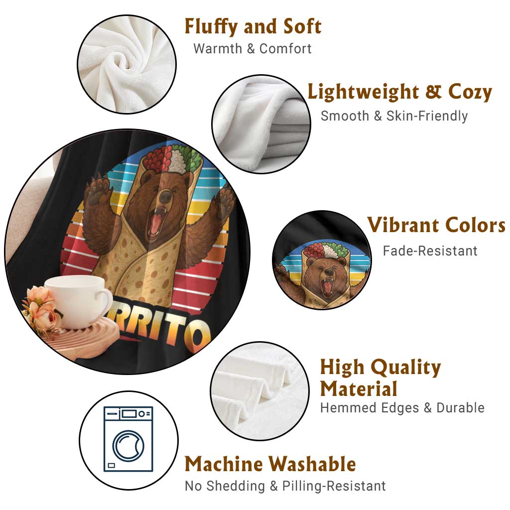 Burrito Lover Gift Throw Blanket Funny Bearrito TS12 Print Your Wear