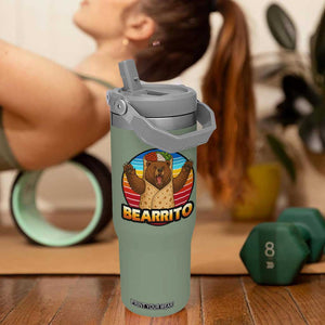 Burrito Lover Gift Flip Straw Tumbler Funny Bearrito TS12 One Size: 30 oz Moss Green Print Your Wear
