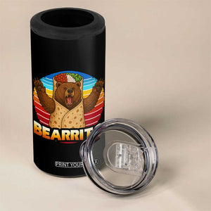 Burrito Lover Gift 4 in 1 Can Cooler Tumbler Funny Bearrito TS12 Print Your Wear