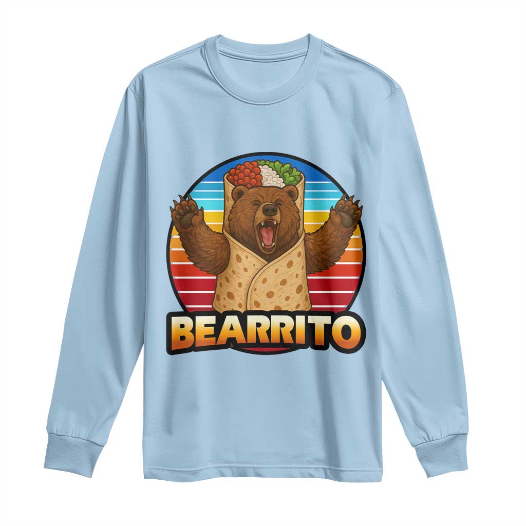 Burrito Lover Gift Long Sleeve Shirt Funny Bearrito TS12 Light Blue Print Your Wear