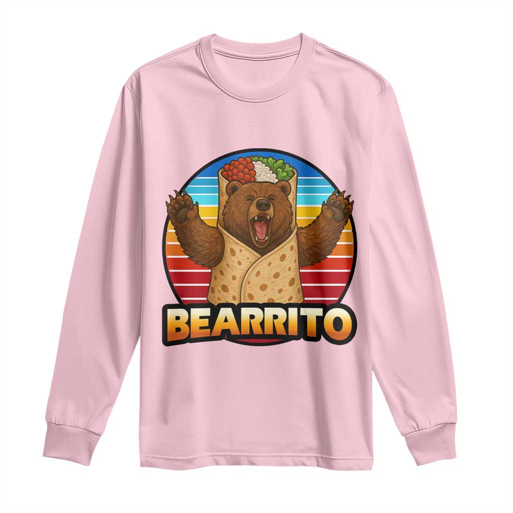 Burrito Lover Gift Long Sleeve Shirt Funny Bearrito TS12 Light Pink Print Your Wear