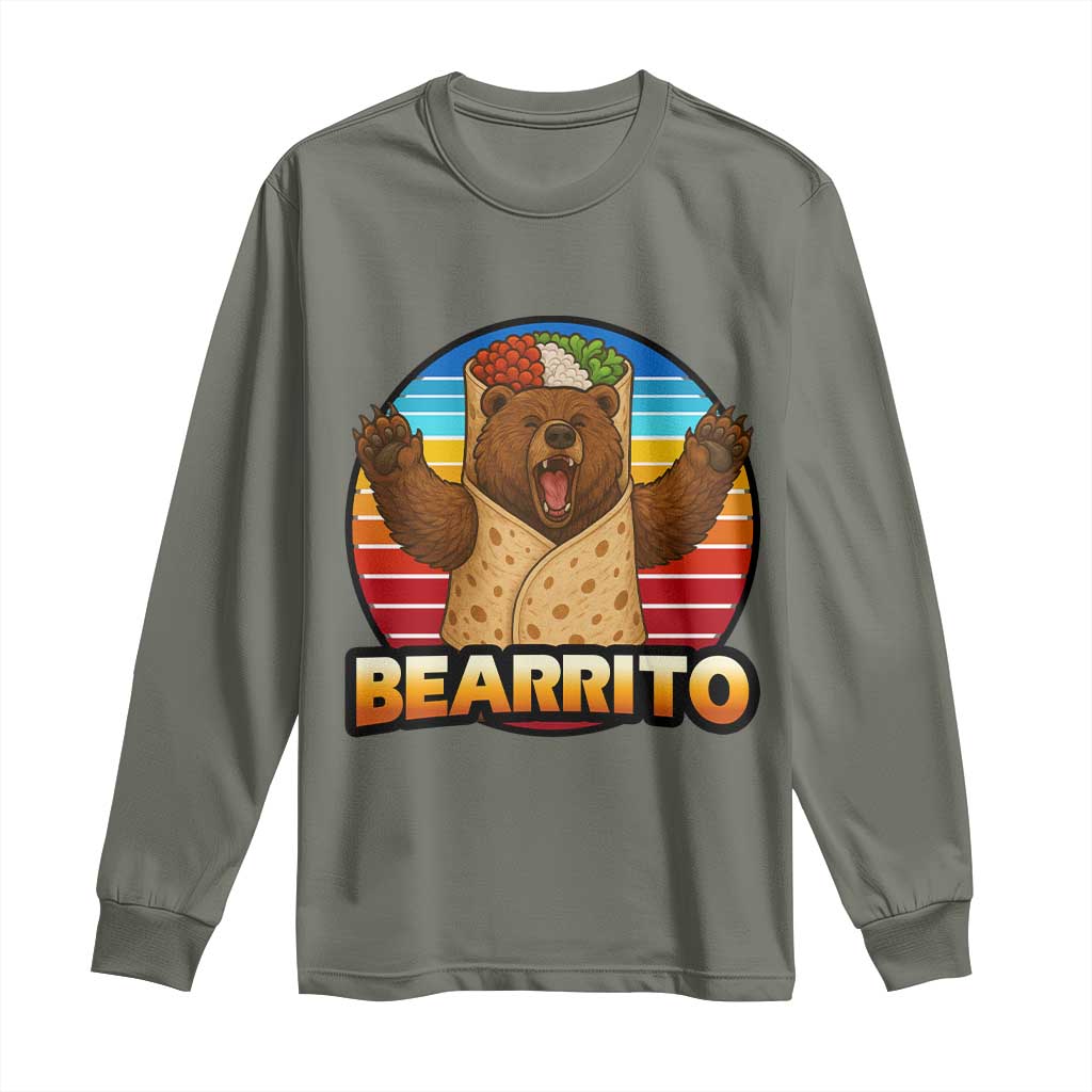 Burrito Lover Gift Long Sleeve Shirt Funny Bearrito TS12 Military Green Print Your Wear