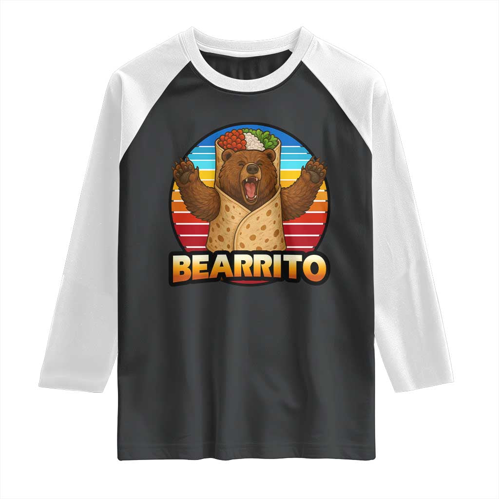 Burrito Lover Gift Raglan Shirt Funny Bearrito TS12 Black White Print Your Wear