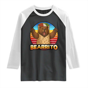 Burrito Lover Gift Raglan Shirt Funny Bearrito TS12 Black White Print Your Wear