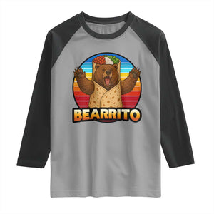 Burrito Lover Gift Raglan Shirt Funny Bearrito TS12 Sport Gray Black Print Your Wear