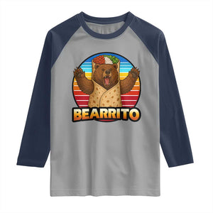 Burrito Lover Gift Raglan Shirt Funny Bearrito TS12 Sport Gray Navy Print Your Wear