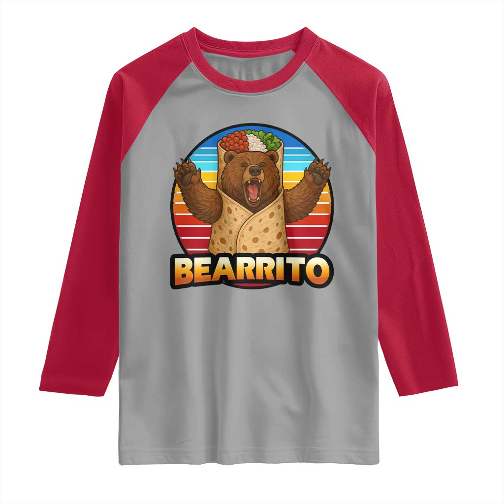 Burrito Lover Gift Raglan Shirt Funny Bearrito TS12 Sport Gray Red Print Your Wear