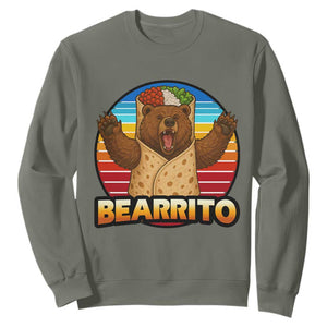 Burrito Lover Gift Sweatshirt Funny Bearrito TS12 Military Green Print Your Wear