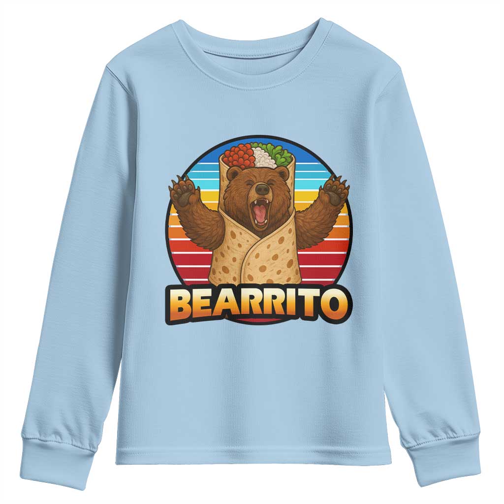 Burrito Lover Gift Youth Sweatshirt Funny Bearrito TS12 Light Blue Print Your Wear