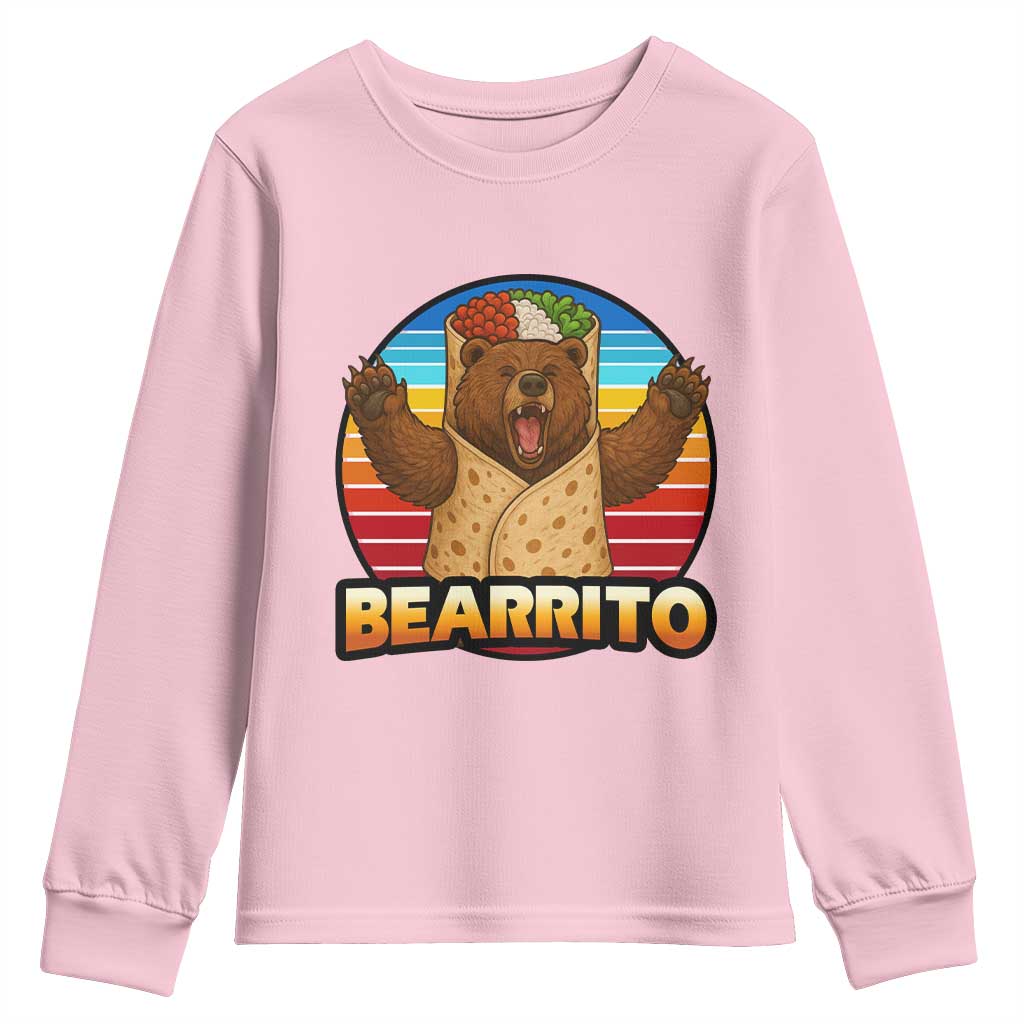 Burrito Lover Gift Youth Sweatshirt Funny Bearrito TS12 Light Pink Print Your Wear