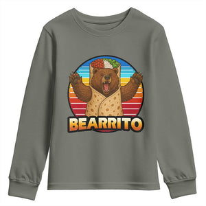 Burrito Lover Gift Youth Sweatshirt Funny Bearrito TS12 Military Green Print Your Wear