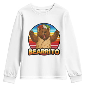 Burrito Lover Gift Youth Sweatshirt Funny Bearrito TS12 White Print Your Wear