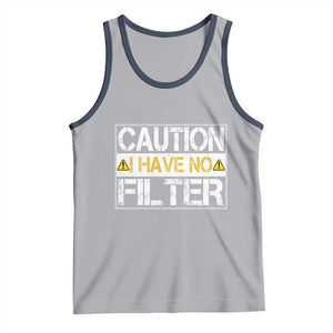 Funny Sarcastic Tank Top Caution I Have No Filter TS12 Athletic Heather Navy Print Your Wear
