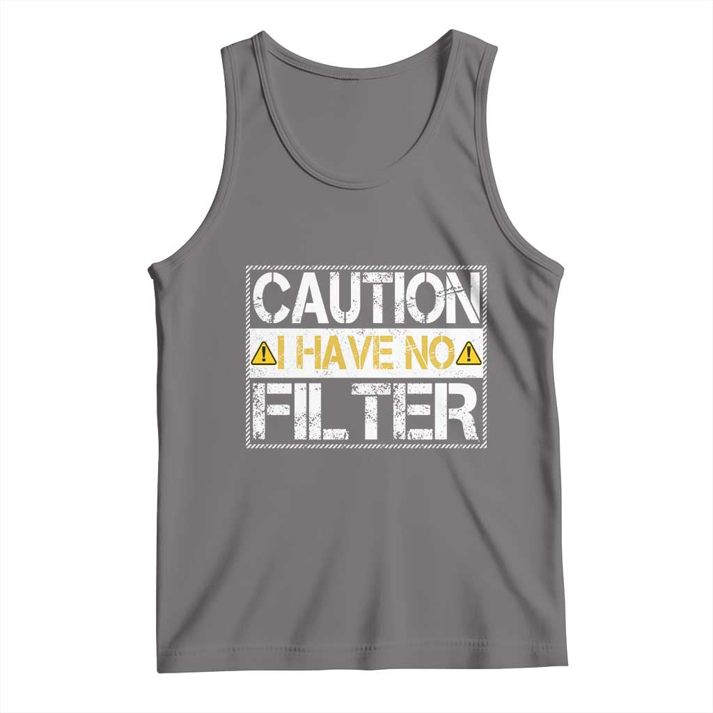 Funny Sarcastic Tank Top Caution I Have No Filter TS12 Deep Heather Print Your Wear