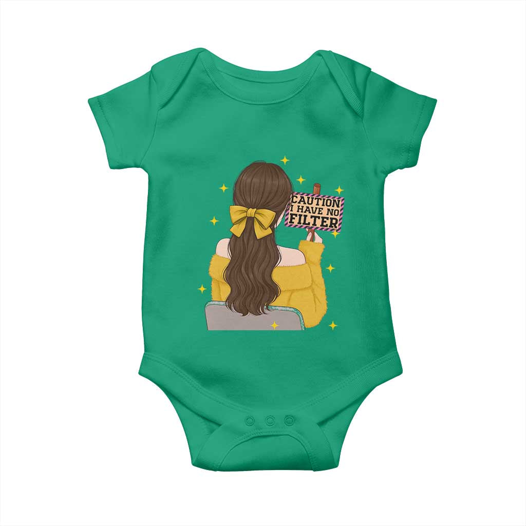 Caution I Have No Filter Baby Onesie Funny Sarcasm Gift TS12 Irish Green Print Your Wear