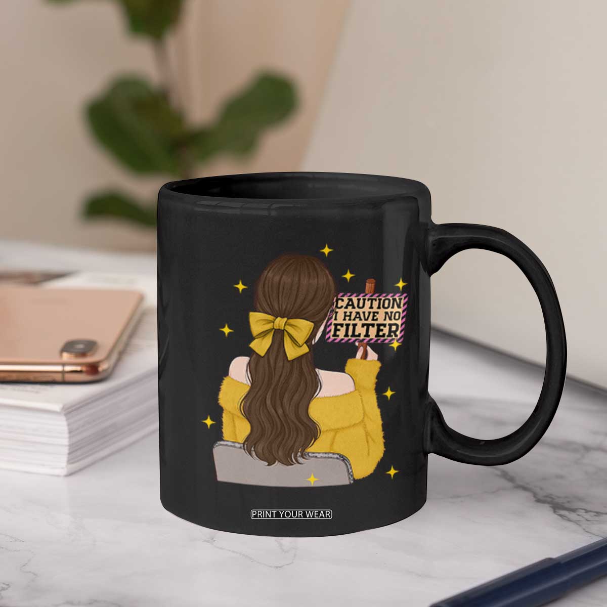 Caution I Have No Filter Coffee Mug Funny Sarcasm Gift TS12 Print Your Wear