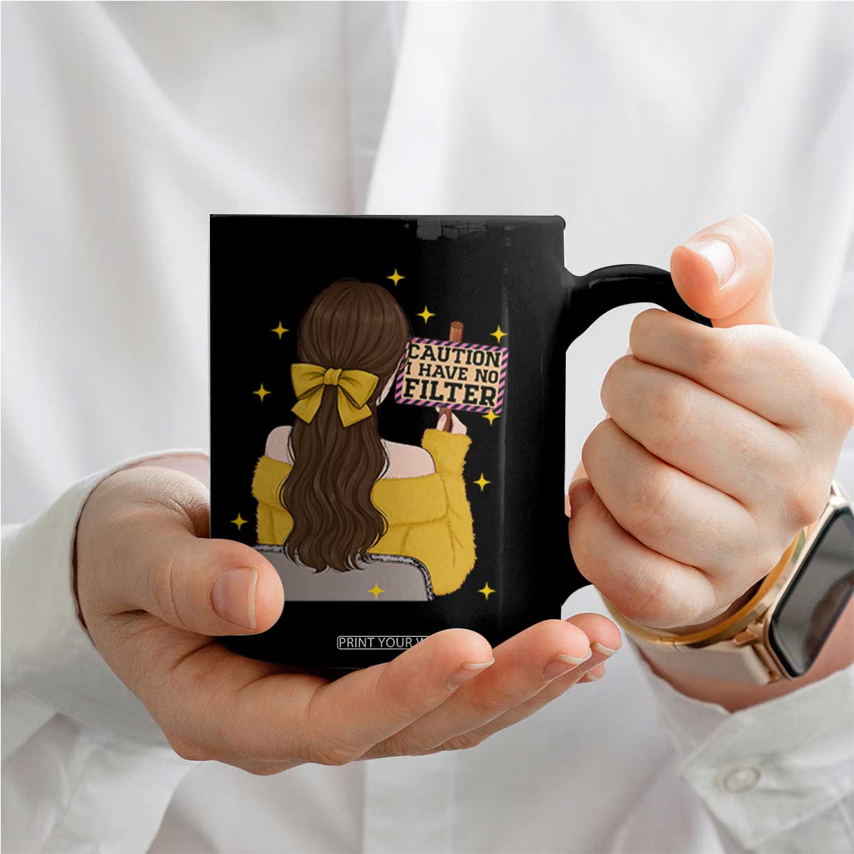 Caution I Have No Filter Coffee Mug Funny Sarcasm Gift TS12 Print Your Wear