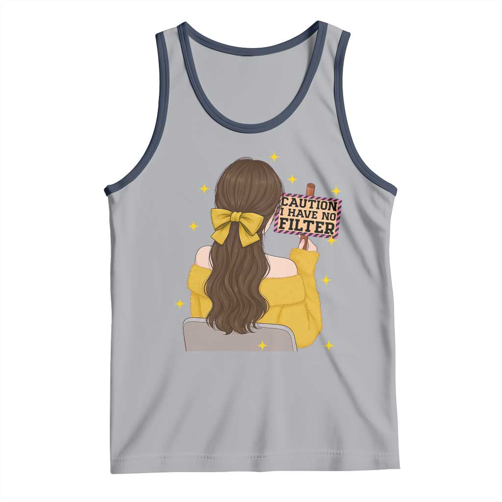 Caution I Have No Filter Tank Top Funny Sarcasm Gift TS12 Athletic Heather Navy Print Your Wear