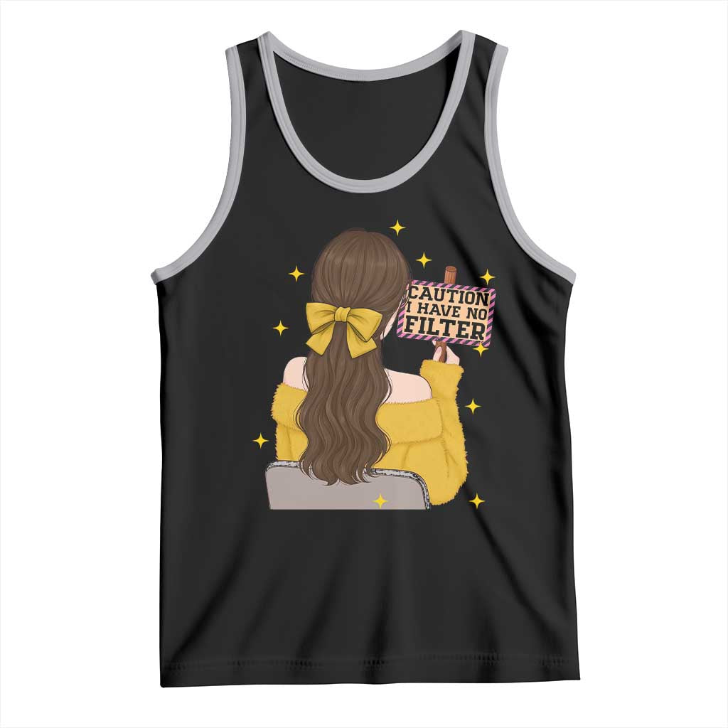 Caution I Have No Filter Tank Top Funny Sarcasm Gift TS12 Black Athletic Heather Print Your Wear