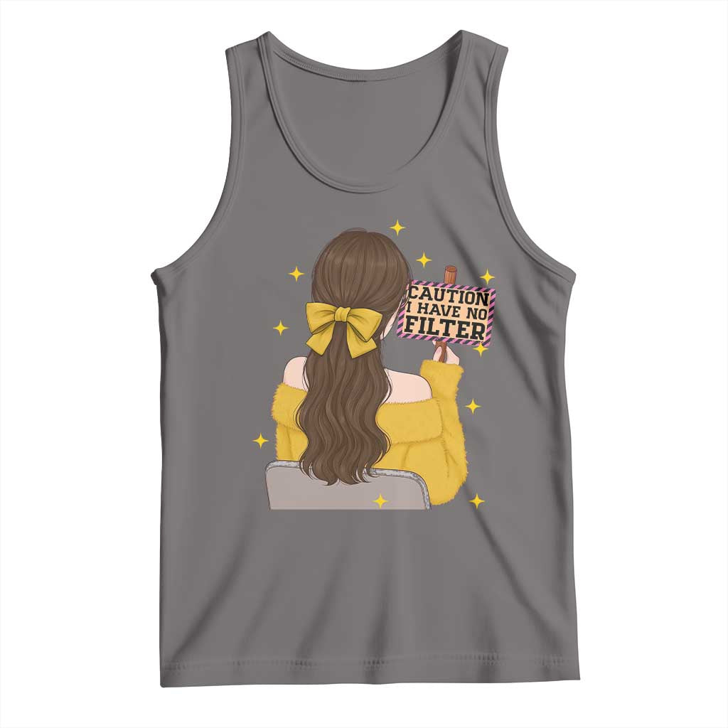 Caution I Have No Filter Tank Top Funny Sarcasm Gift TS12 Deep Heather Print Your Wear