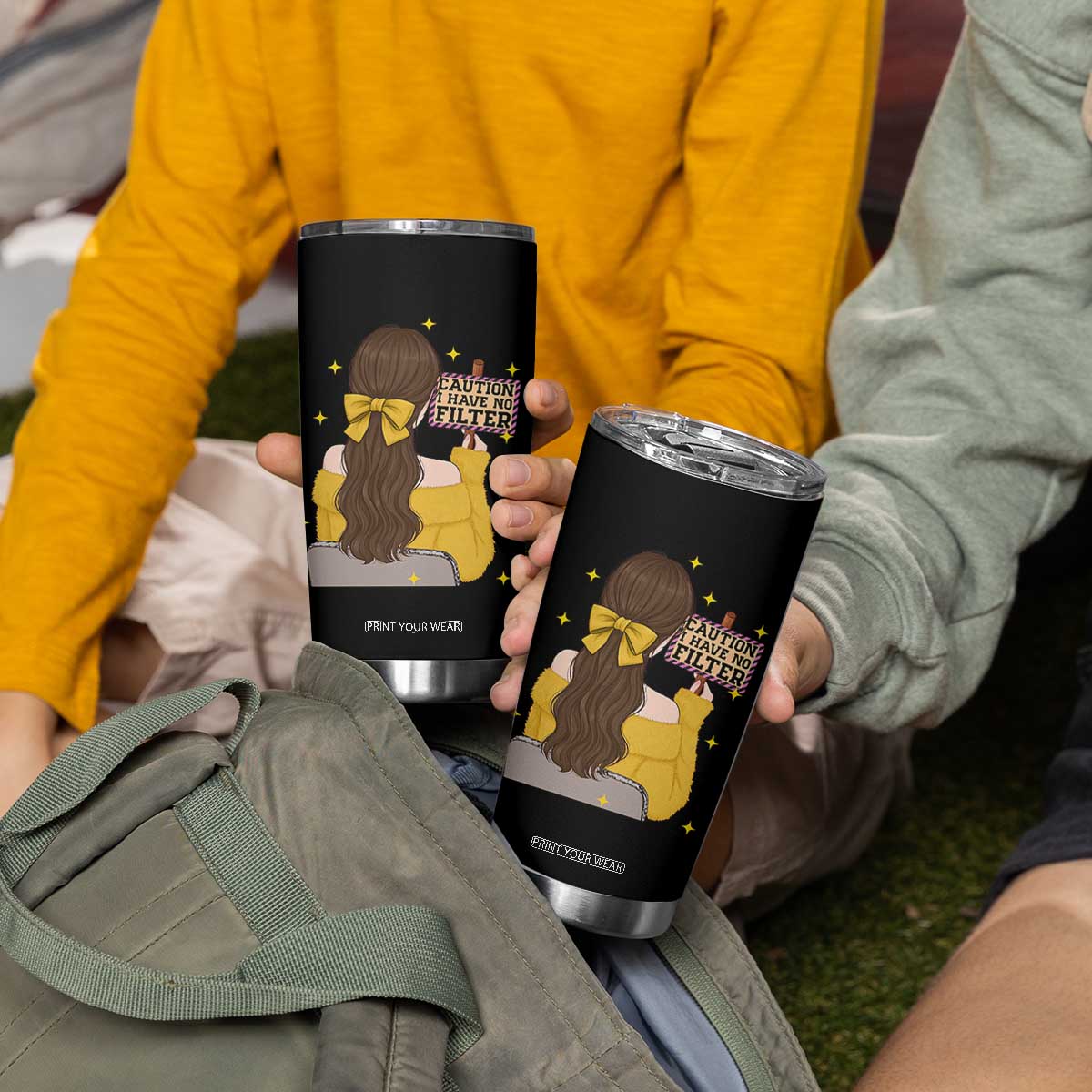 Caution I Have No Filter Tumbler Cup Funny Sarcasm Gift TS12 Print Your Wear