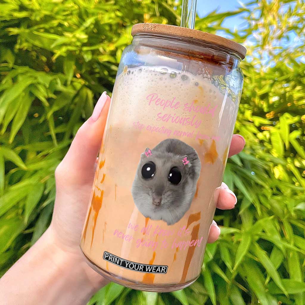 Funny Hamster Meme Glass Can People Should Stop Expecting Normal Humor Gift TS12 Black Print Your Wear