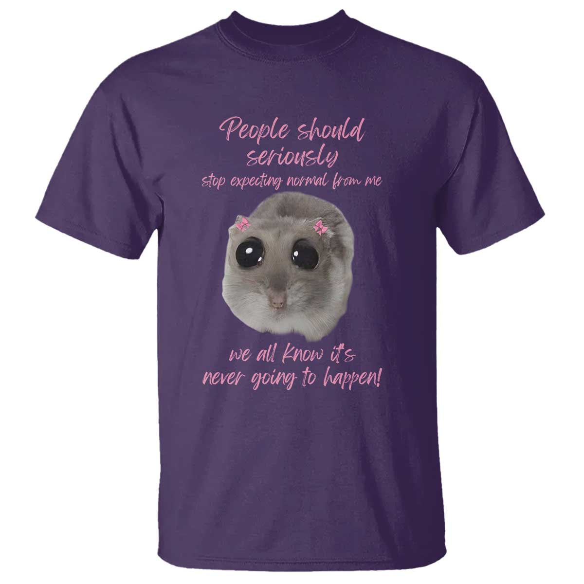 Funny Hamster Meme T Shirt People Should Stop Expecting Normal Humor Gift TS12 Purple Print Your Wear