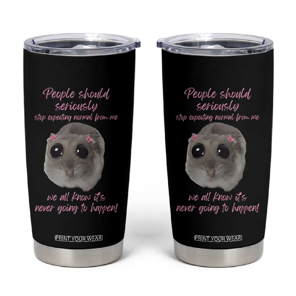 Funny Hamster Meme Tumbler Cup People Should Stop Expecting Normal Humor Gift TS12 Black Print Your Wear