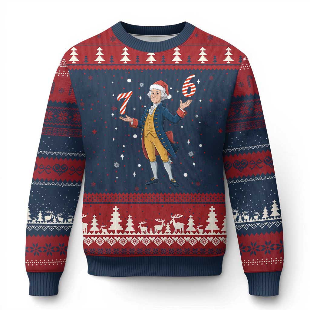 George Washington 67 Meme Ugly Christmas Sweater Funny Xmas Gift TS12 Navy Red Print Your Wear