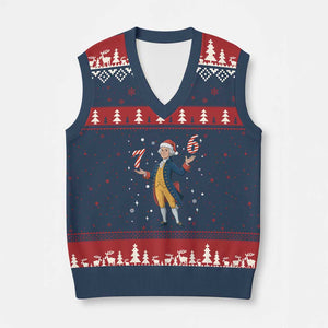 George Washington 67 Meme V-Neck Knit Sweater Vest Funny Xmas Gift TS12 Navy Red Print Your Wear