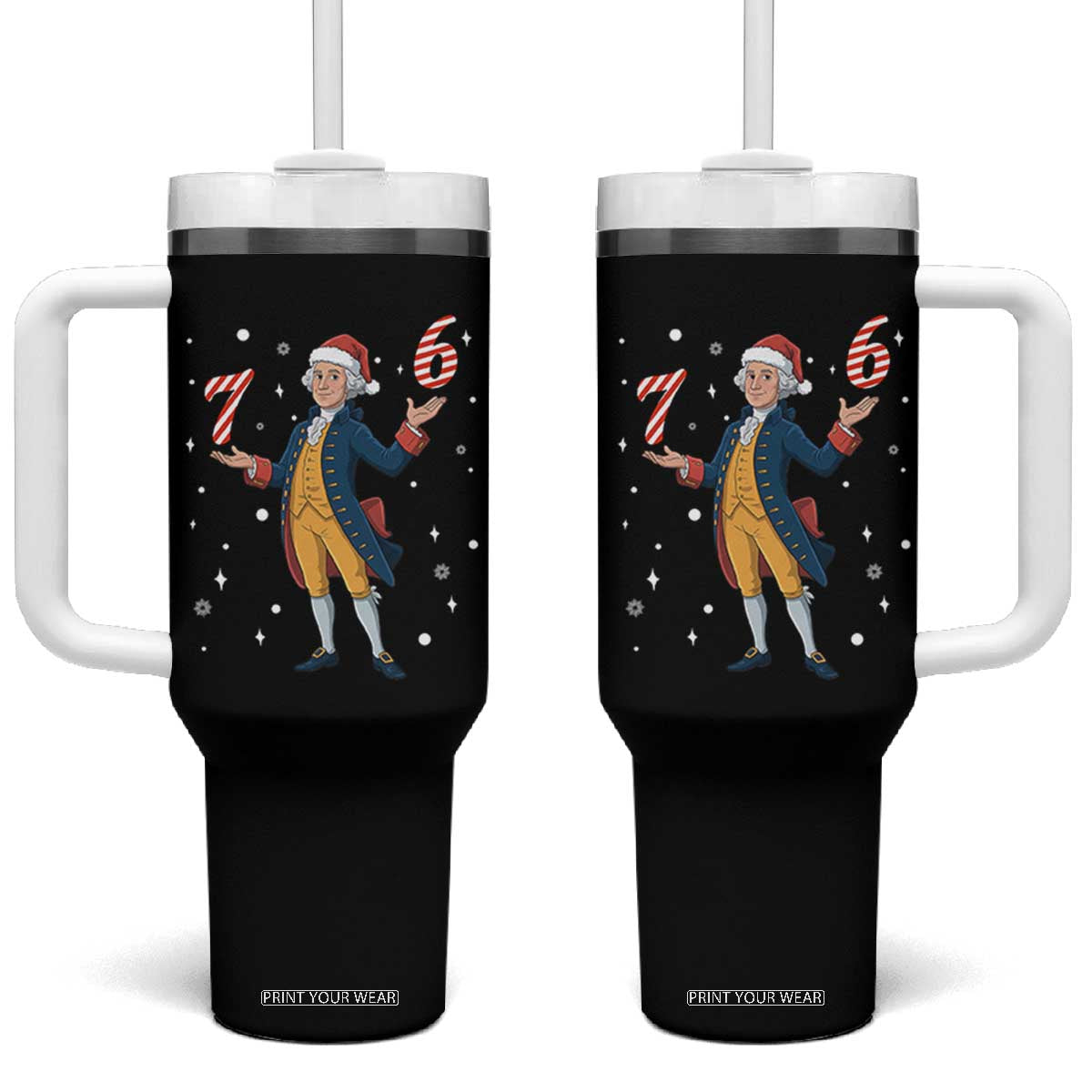 George Washington 67 Meme Tumbler With Handle Funny Christmas Gift TS12 One Size: 40 oz Black Print Your Wear