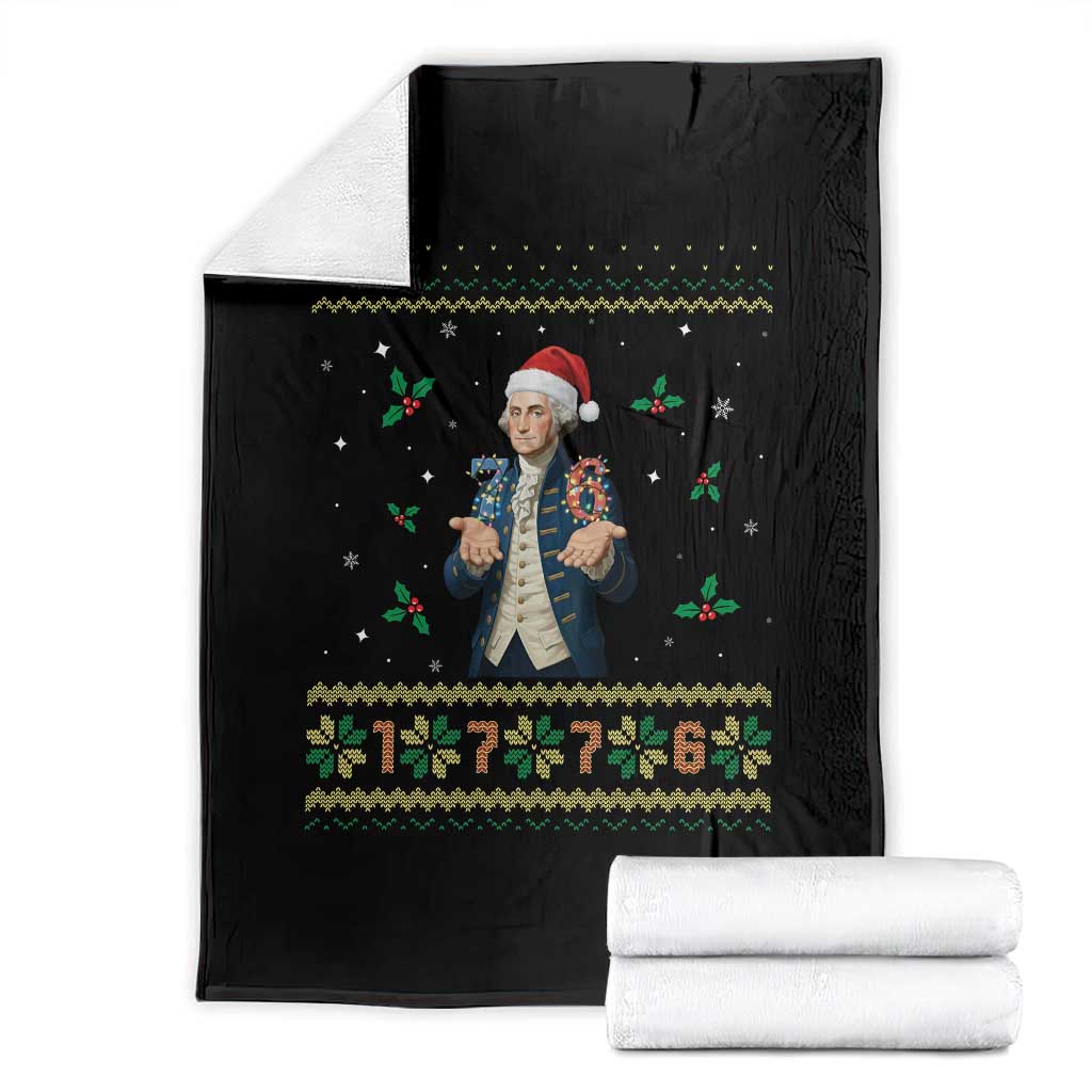George Washington 67 Meme Throw Blanket Funny Christmas Ugly Sweater Gift TS12 Black Print Your Wear