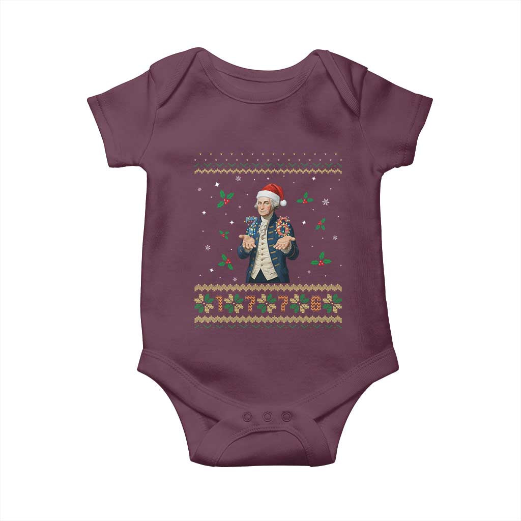 George Washington 67 Meme Baby Onesie Funny Christmas Ugly Sweater Gift TS12 Maroon Print Your Wear
