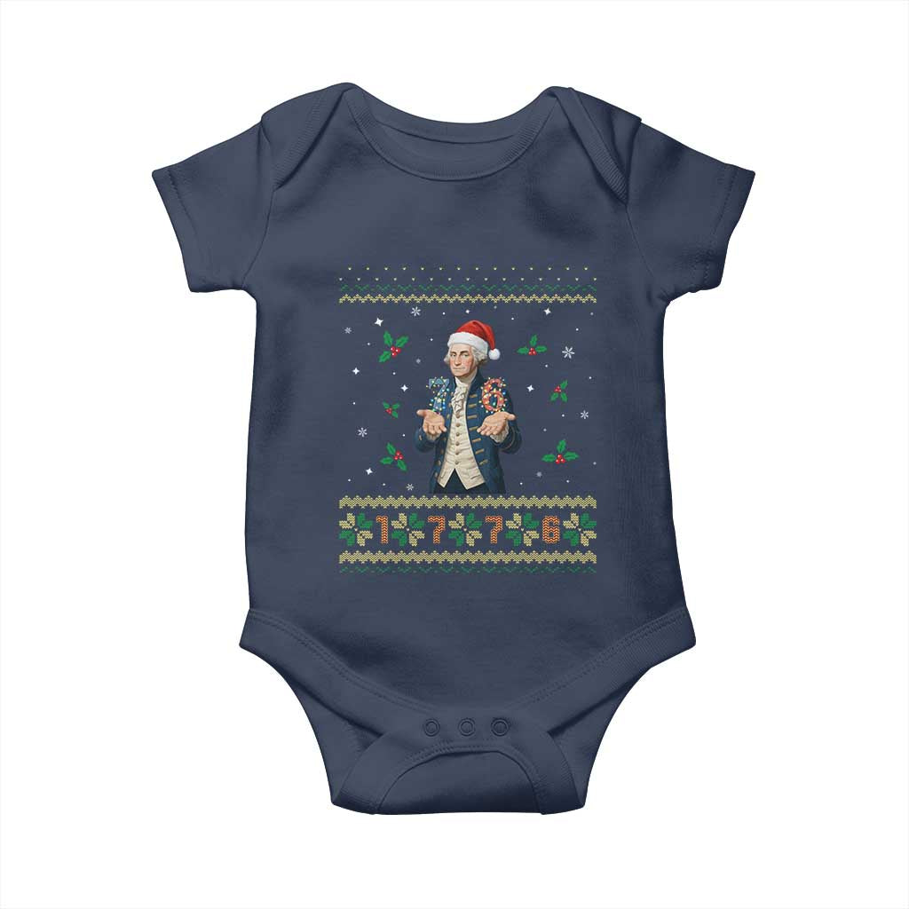 George Washington 67 Meme Baby Onesie Funny Christmas Ugly Sweater Gift TS12 Navy Print Your Wear