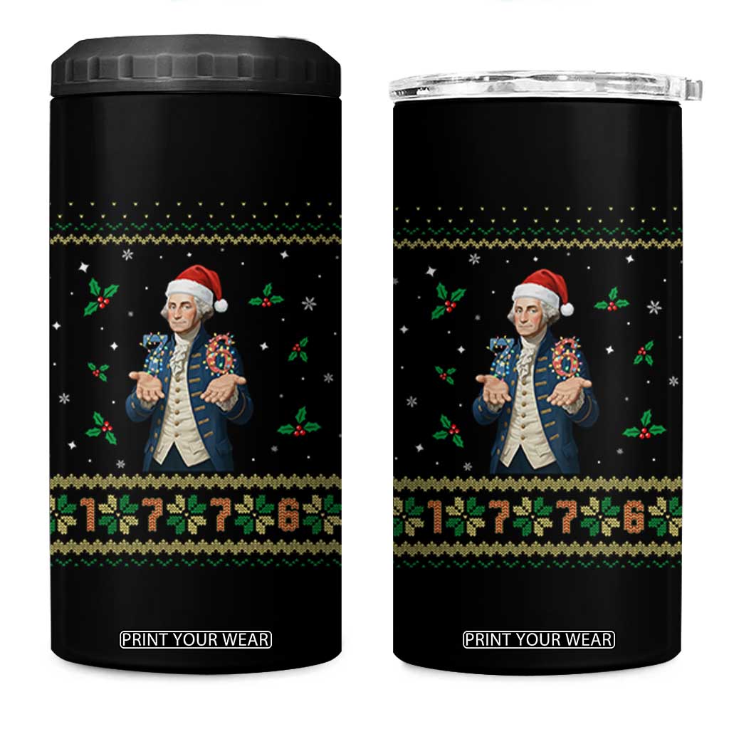 George Washington 67 Meme 4 in 1 Can Cooler Tumbler Funny Christmas Ugly Sweater Gift TS12 One Size: 16 oz Black Print Your Wear