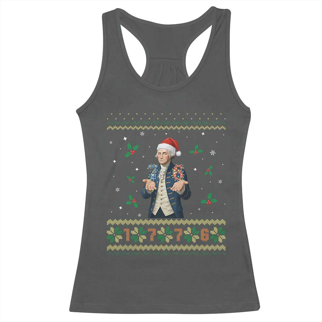 George Washington 67 Meme Racerback Tank Top Funny Christmas Ugly Sweater Gift TS12 Dark Heather Print Your Wear