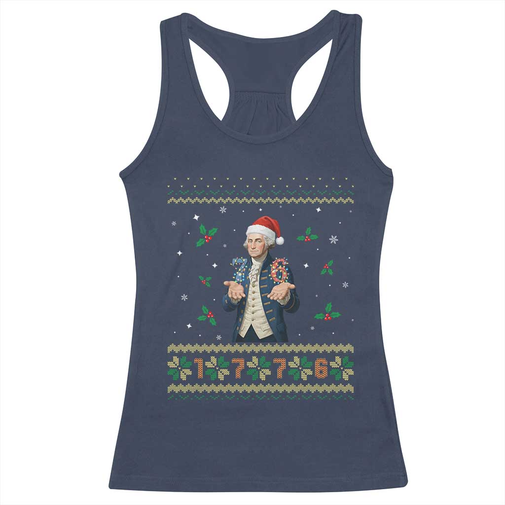 George Washington 67 Meme Racerback Tank Top Funny Christmas Ugly Sweater Gift TS12 Navy Print Your Wear