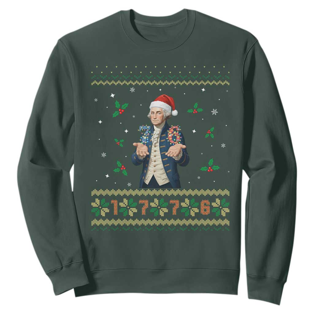 George Washington 67 Meme Sweatshirt Funny Christmas Ugly Sweater Gift TS12 Dark Forest Green Print Your Wear