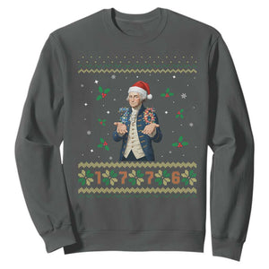 George Washington 67 Meme Sweatshirt Funny Christmas Ugly Sweater Gift TS12 Dark Heather Print Your Wear