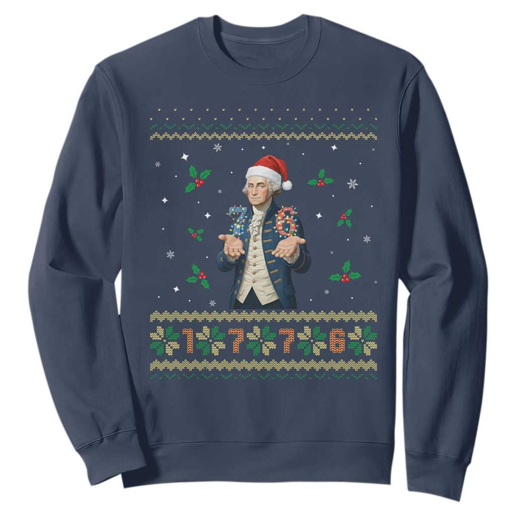 George Washington 67 Meme Sweatshirt Funny Christmas Ugly Sweater Gift TS12 Navy Print Your Wear