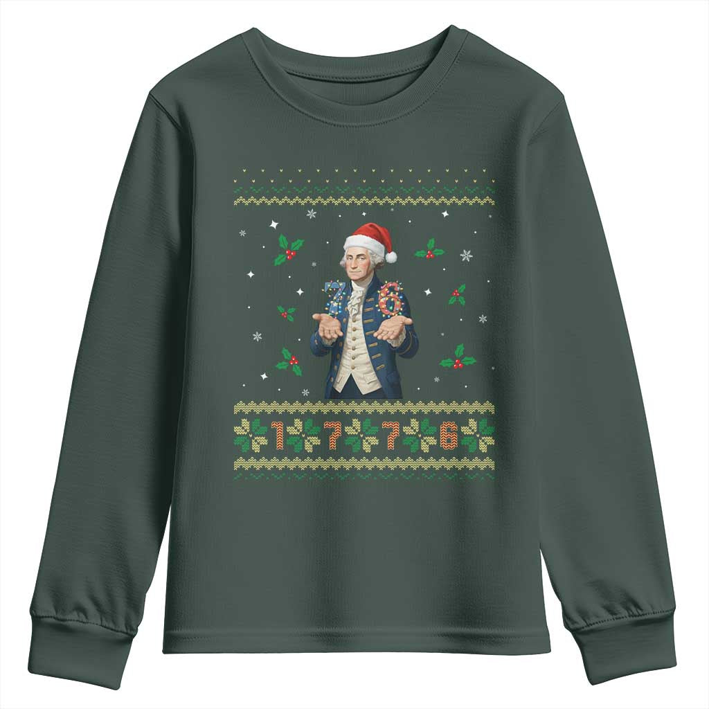 George Washington 67 Meme Youth Sweatshirt Funny Christmas Ugly Sweater Gift TS12 Dark Forest Green Print Your Wear