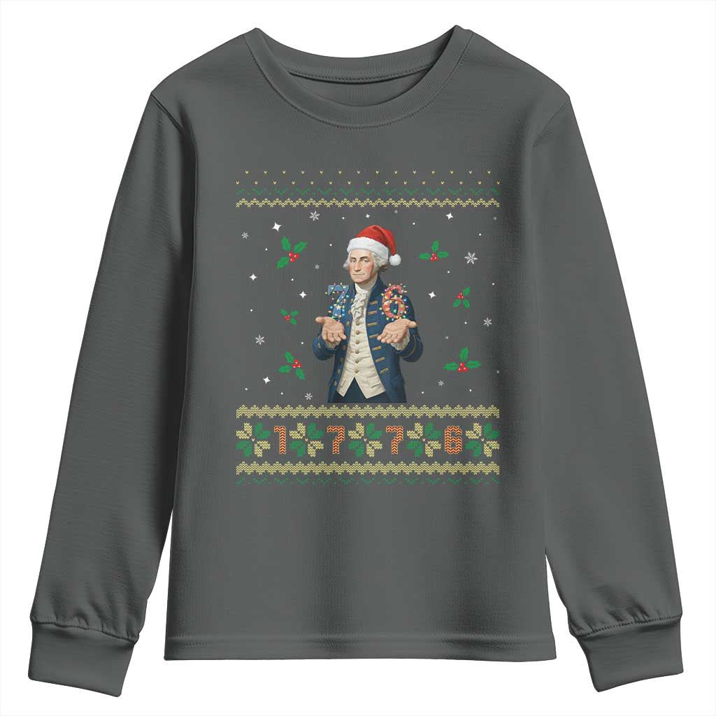 George Washington 67 Meme Youth Sweatshirt Funny Christmas Ugly Sweater Gift TS12 Dark Heather Print Your Wear
