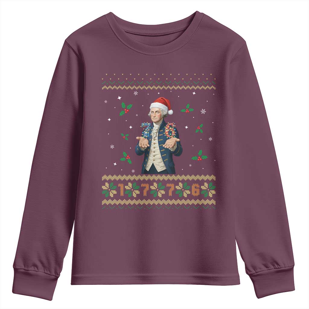 George Washington 67 Meme Youth Sweatshirt Funny Christmas Ugly Sweater Gift TS12 Maroon Print Your Wear