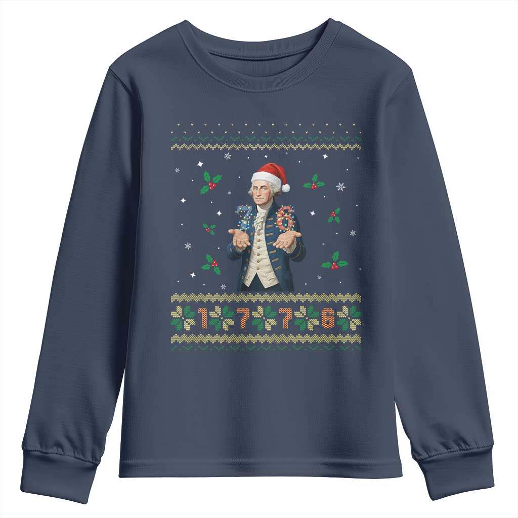 George Washington 67 Meme Youth Sweatshirt Funny Christmas Ugly Sweater Gift TS12 Navy Print Your Wear