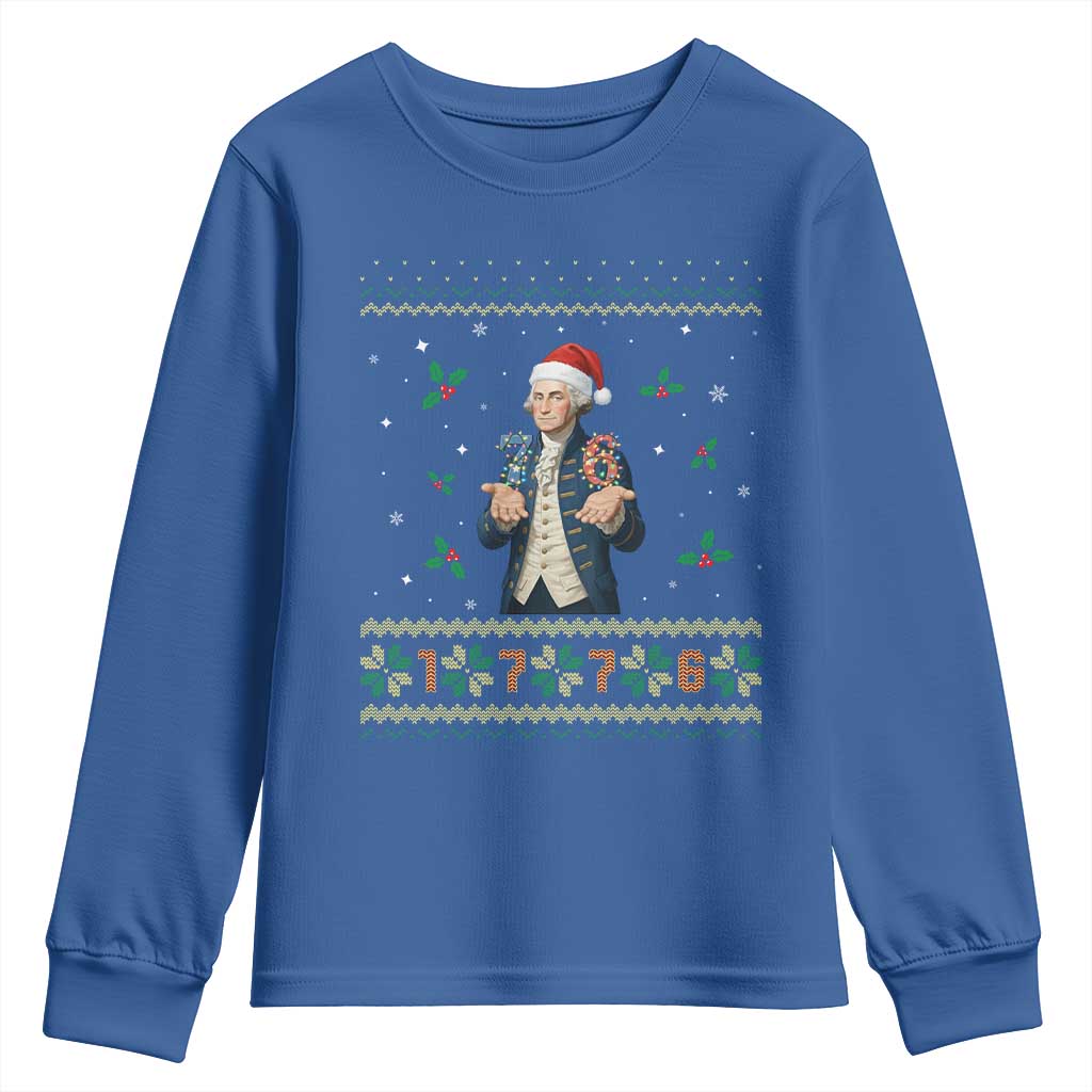 George Washington 67 Meme Youth Sweatshirt Funny Christmas Ugly Sweater Gift TS12 Royal Blue Print Your Wear