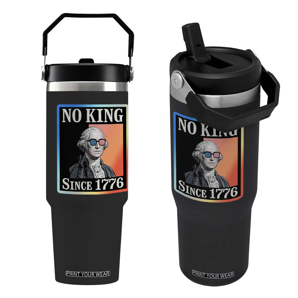 George Washington No Kings Since 1776 Flip Straw Tumbler Funny Political Meme Gift TS12 One Size: 30 oz Black Print Your Wear