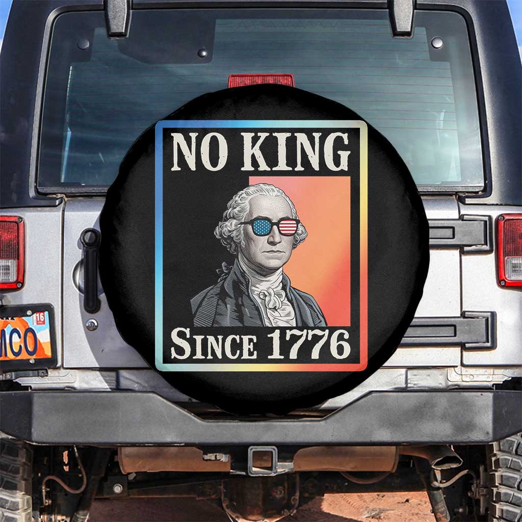 George Washington No Kings Since 1776 Spare Tire Cover Funny Political Meme Gift TS12 No hole Black Print Your Wear