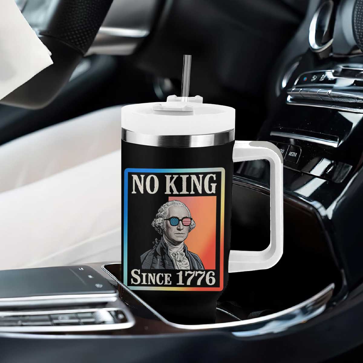 George Washington No Kings Since 1776 Tumbler With Handle Funny Political Meme Gift TS12 Print Your Wear