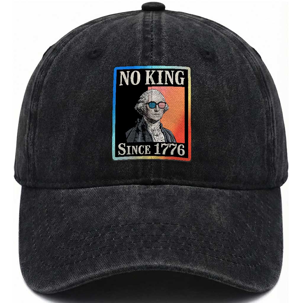 George Washington No Kings Since 1776 Washed Cotton Baseball Cap Funny Political Meme Gift TS12 Print Your Wear