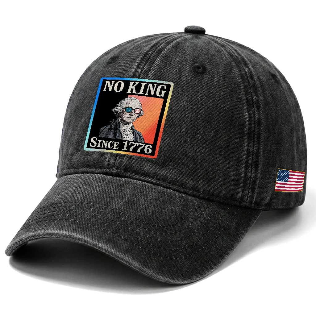 George Washington No Kings Since 1776 Washed Cotton Baseball Cap Funny Political Meme Gift TS12 Print Your Wear